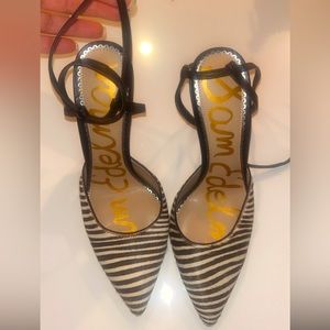 Sam Edelman zebra lace ankle pumps
